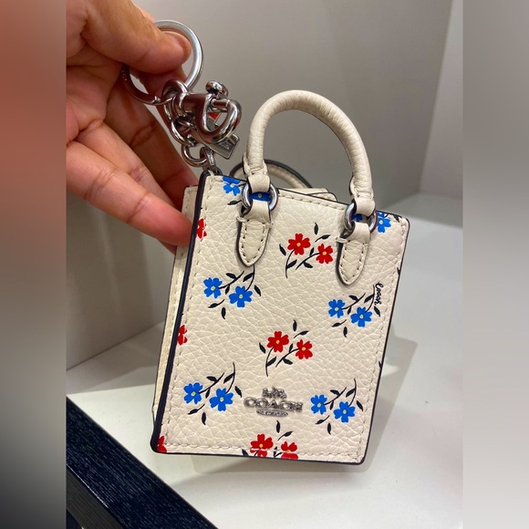 Coach North/South Mini Tote Bag Charm With Floral Print #CU545 - Picture 5 of 8